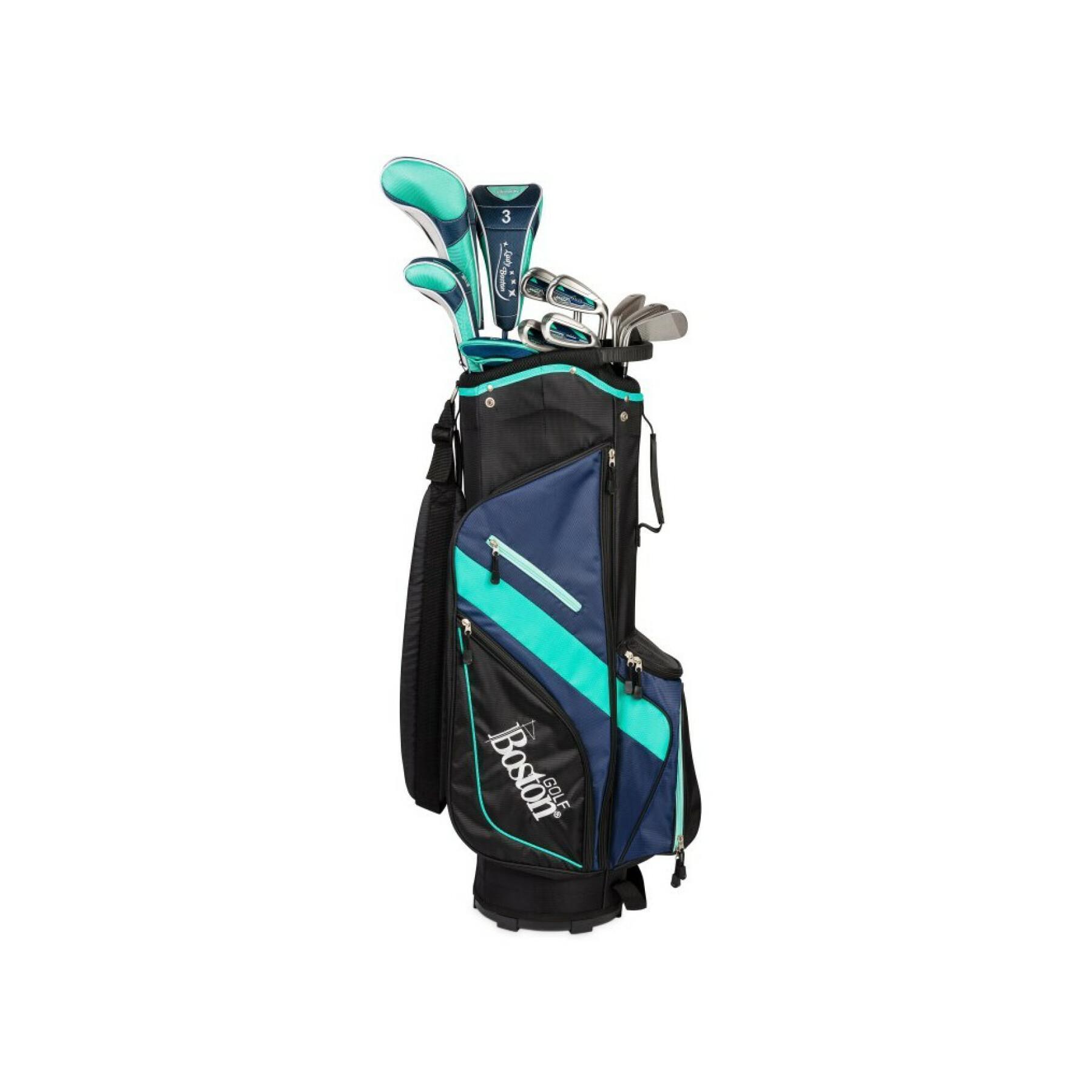 Kit (bag + 11 clubs) left-handed woman Boston Golf pack complet 9"