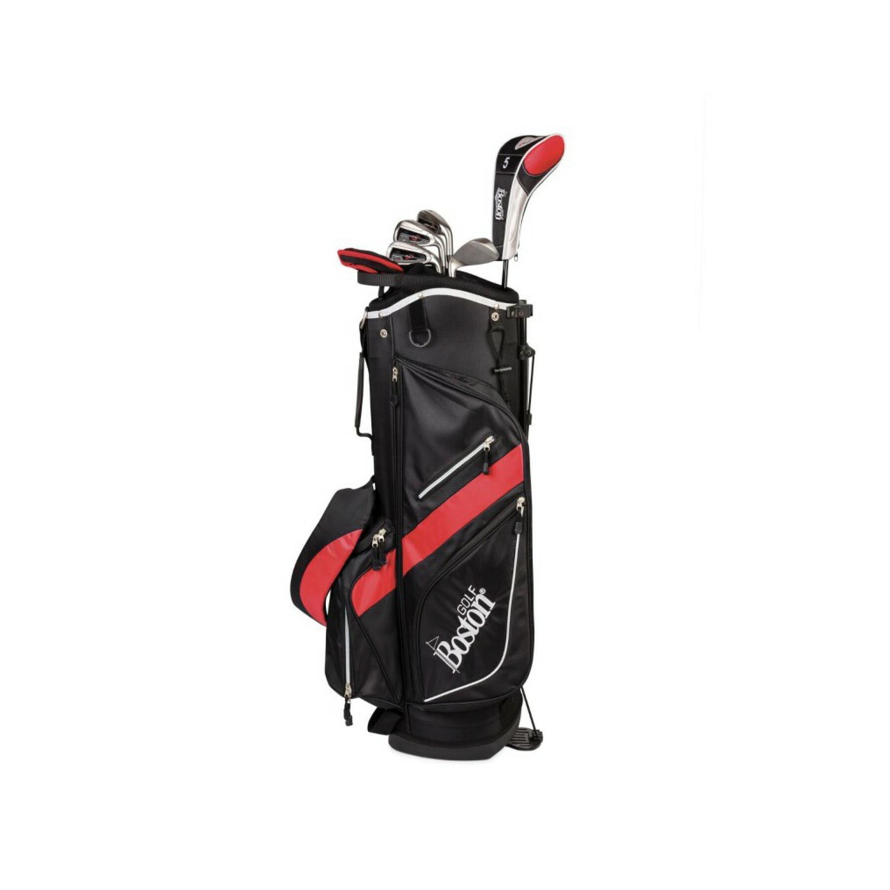 Kit (bag + 8 clubs) left handed Boston Golf deluxe 8.5" 1/2 série