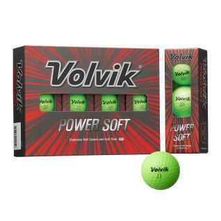 Set of 12 golf balls Volvik Powersoft verte